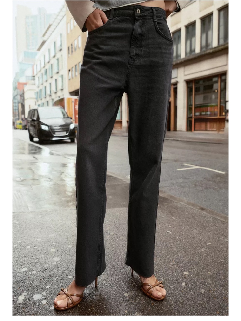 Zara High-Rise Straight Black Jeans
